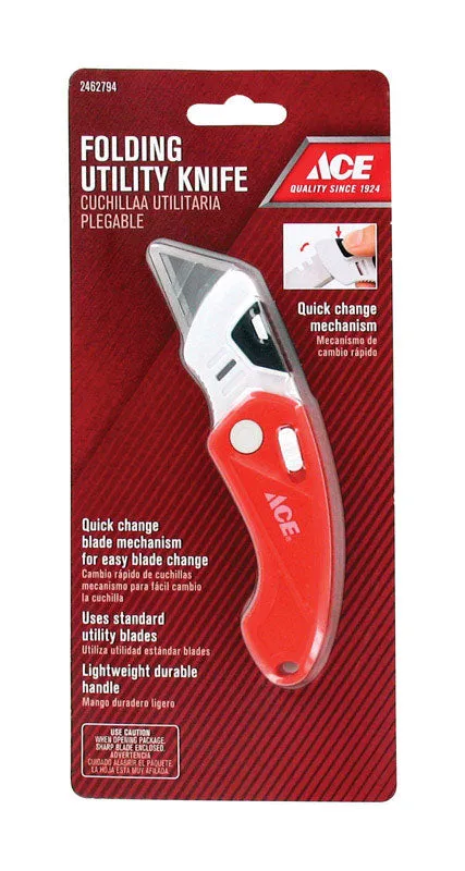 Ace Lockback Utility Knife Red 1 pk