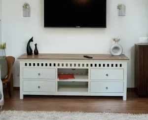 Alexandria Solid Wood TV Cabinet- Four Drawer