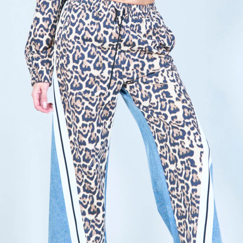 Animal print and denim panel set wholesale