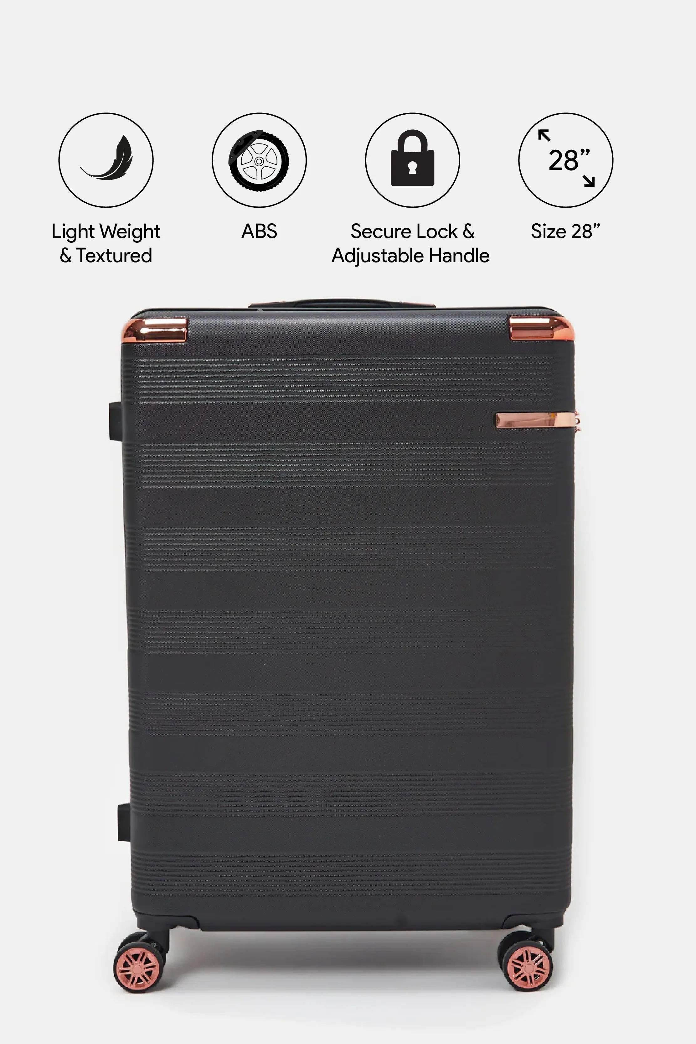 Black Textured Abs Trolley Luggage (28Inch)