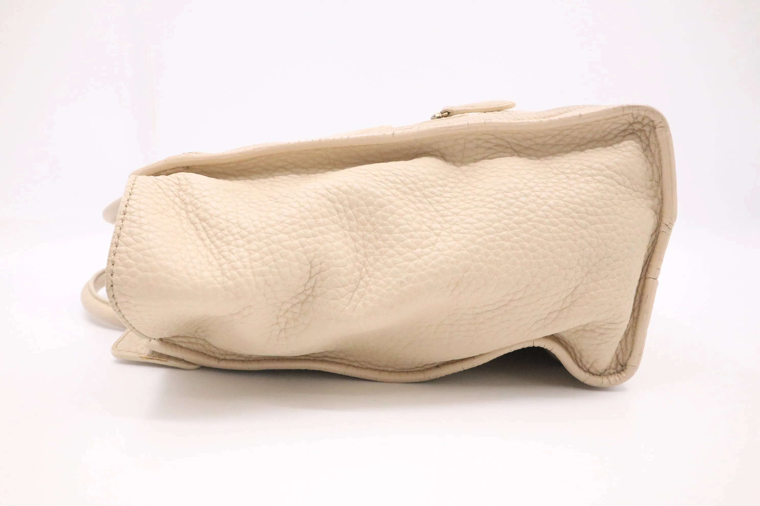 Celine Micro Luggage in Cream Drummed Leather