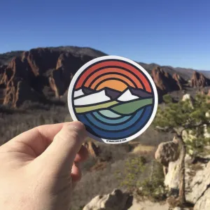 Circle Mountains Sunset Water Sticker