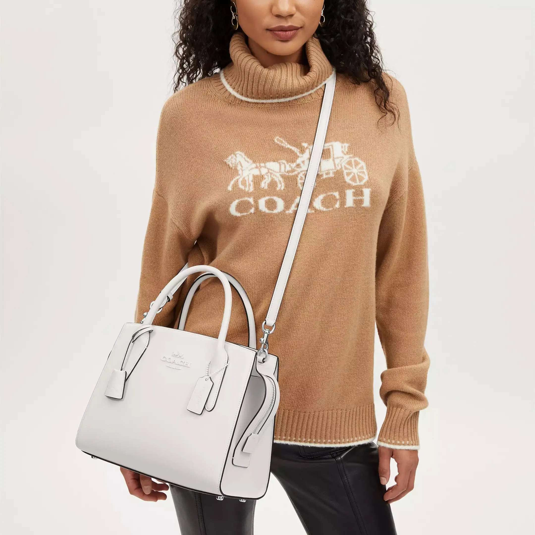 Coach Outlet Large Andrea Carryall Bag, Silver/Milk