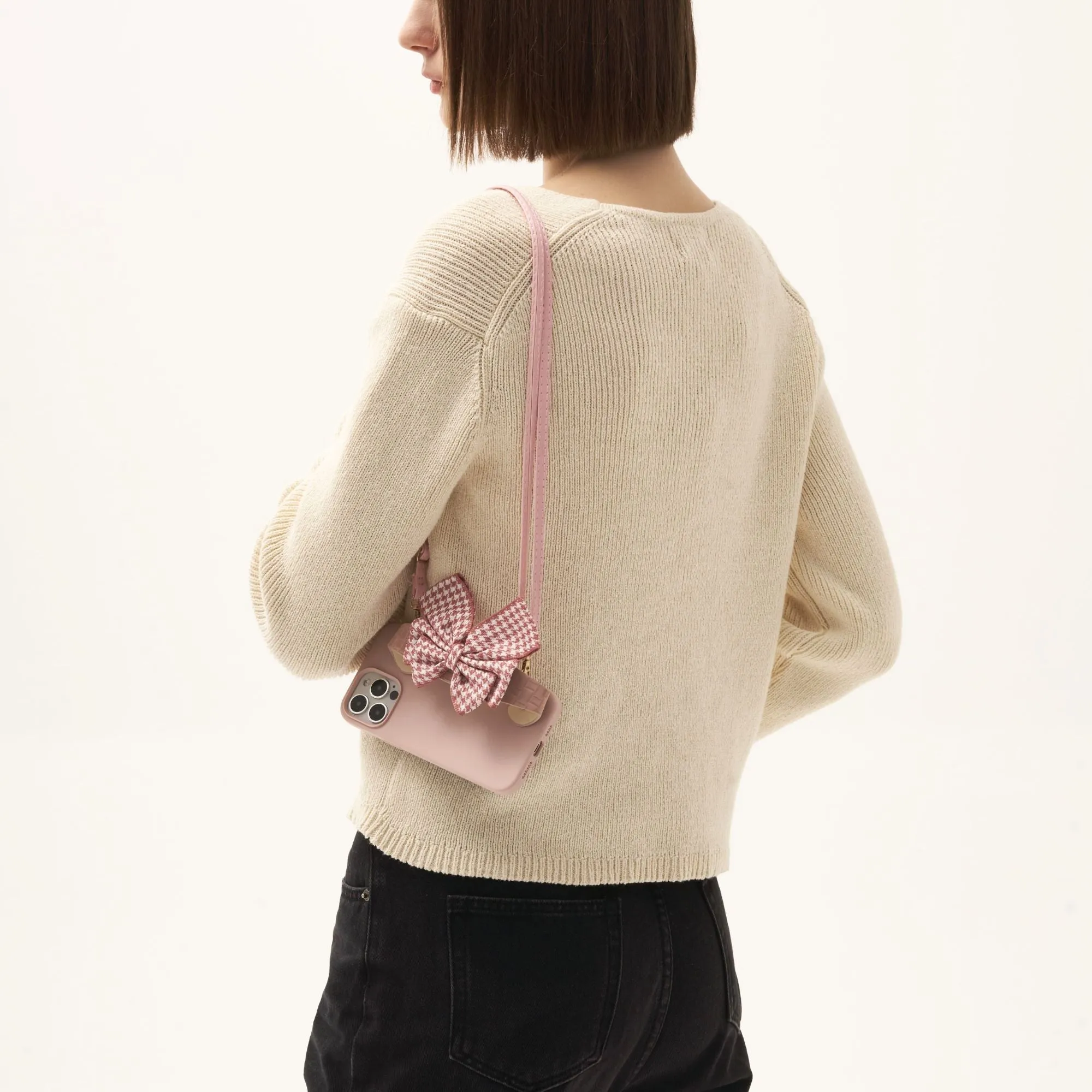 Cross-body Houndstooth Bowknot Phone Case
