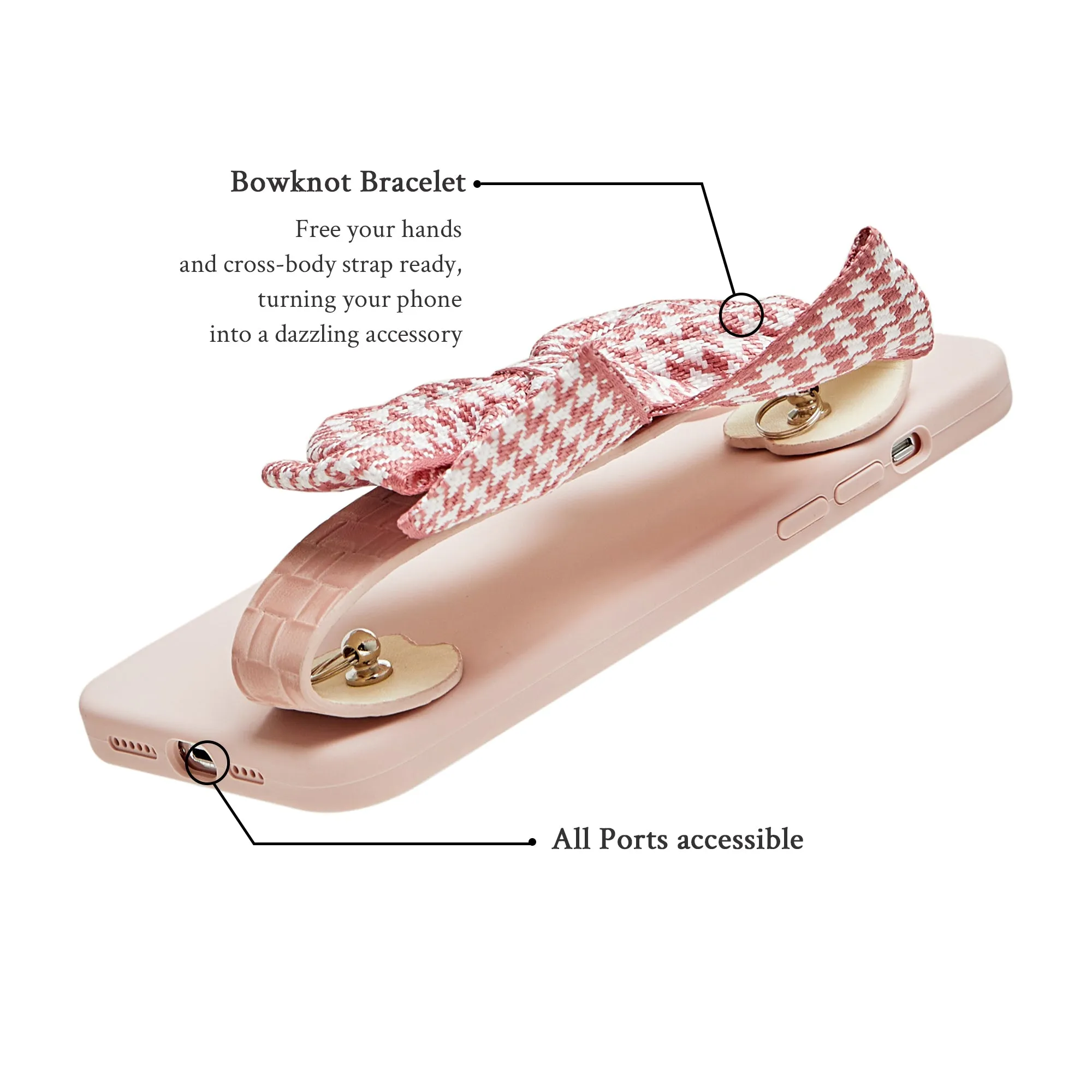 Cross-body Houndstooth Bowknot Phone Case