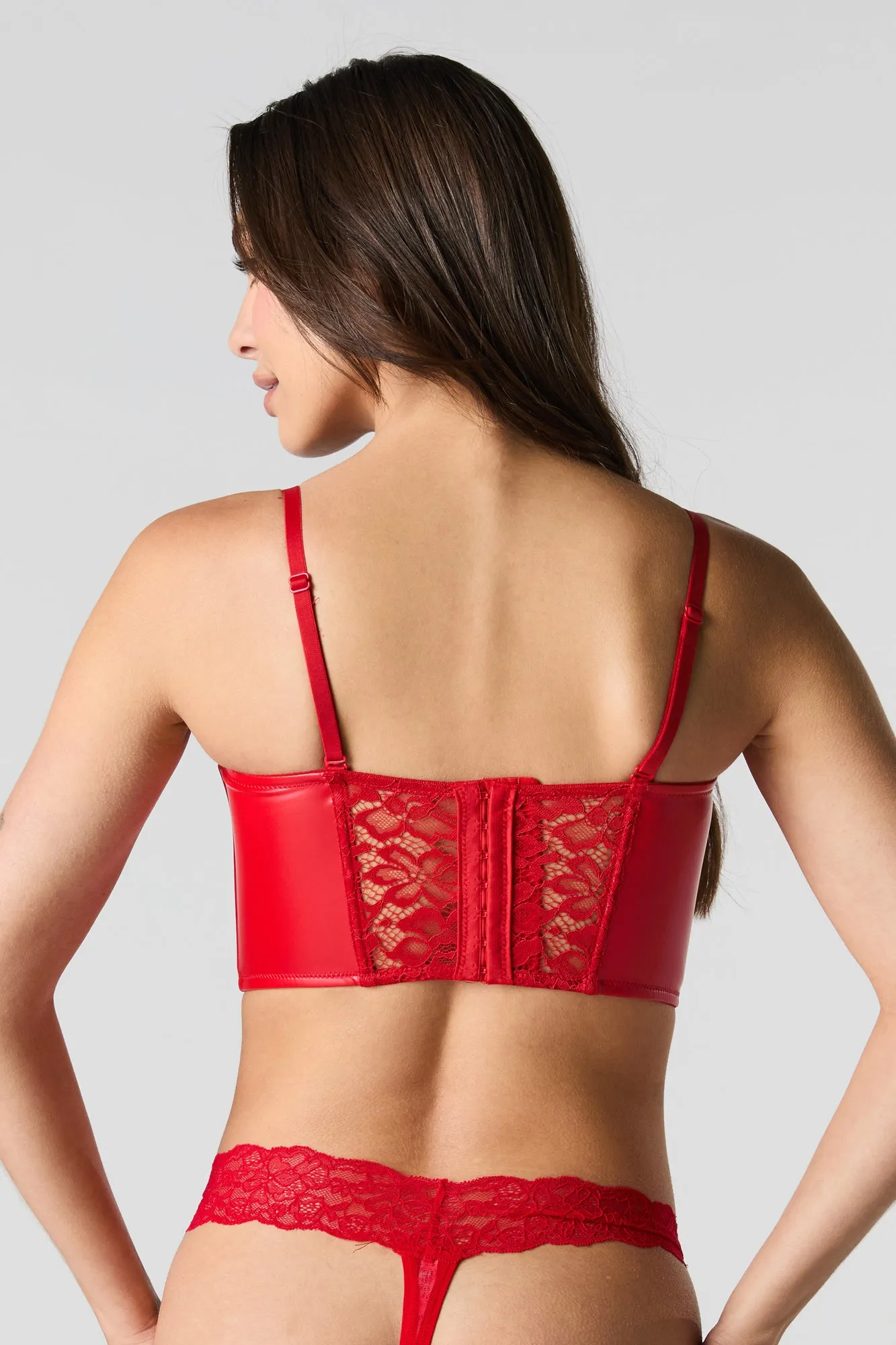 Faux Leather Lingerie Bustier