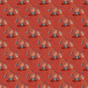 Geometric Patriotic Party Supplies Fabric - Red