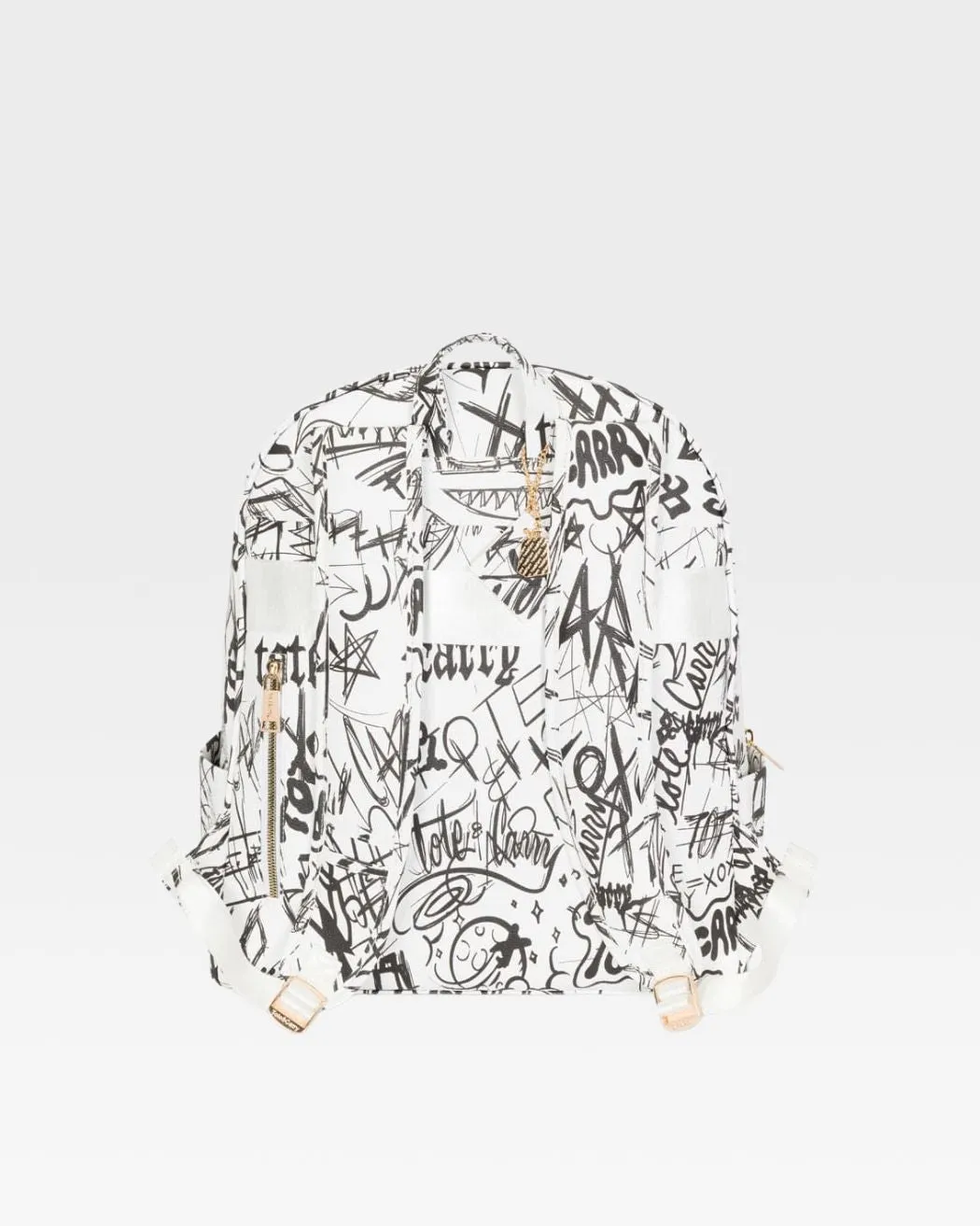 Graffiti Tombstone Backpack in White