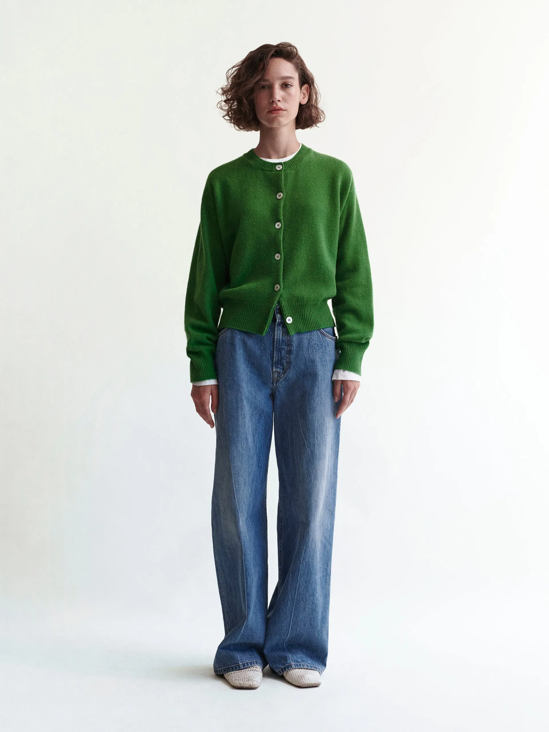 Green Geelong Ada crewneck cardigan