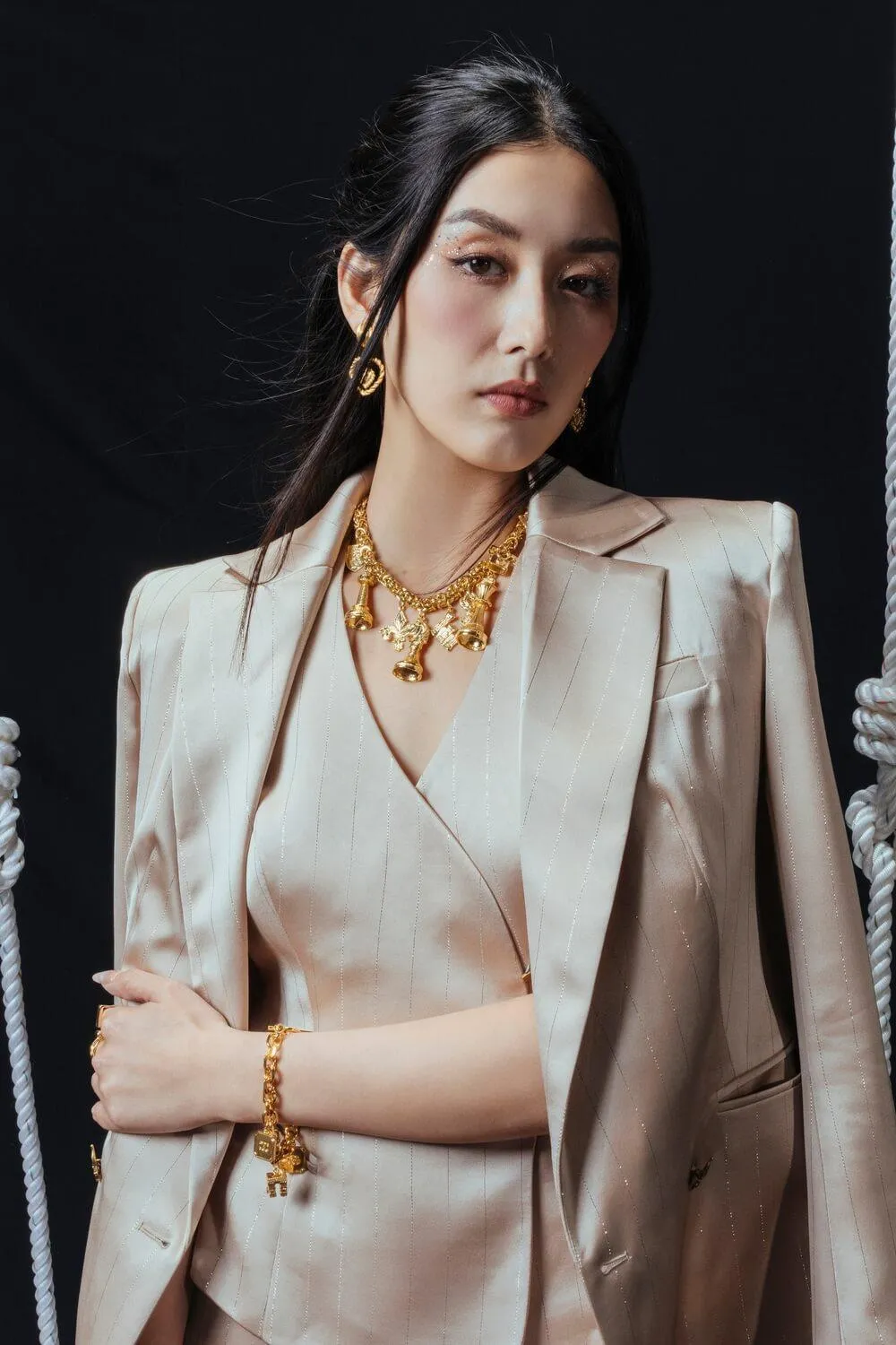 Hamill Structured Notch Lapel Satin Blazer
