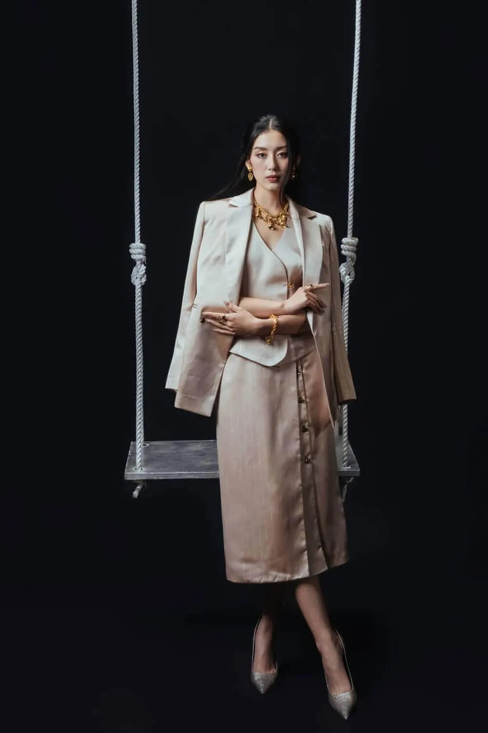 Hamill Structured Notch Lapel Satin Blazer