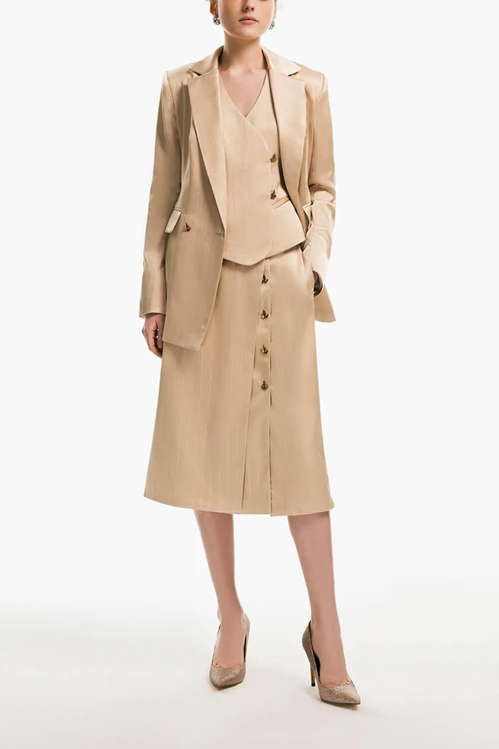 Hamill Structured Notch Lapel Satin Blazer