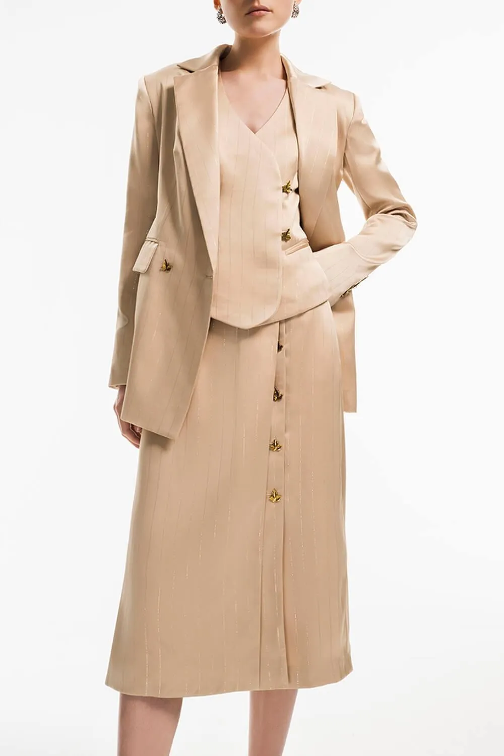 Hamill Structured Notch Lapel Satin Blazer