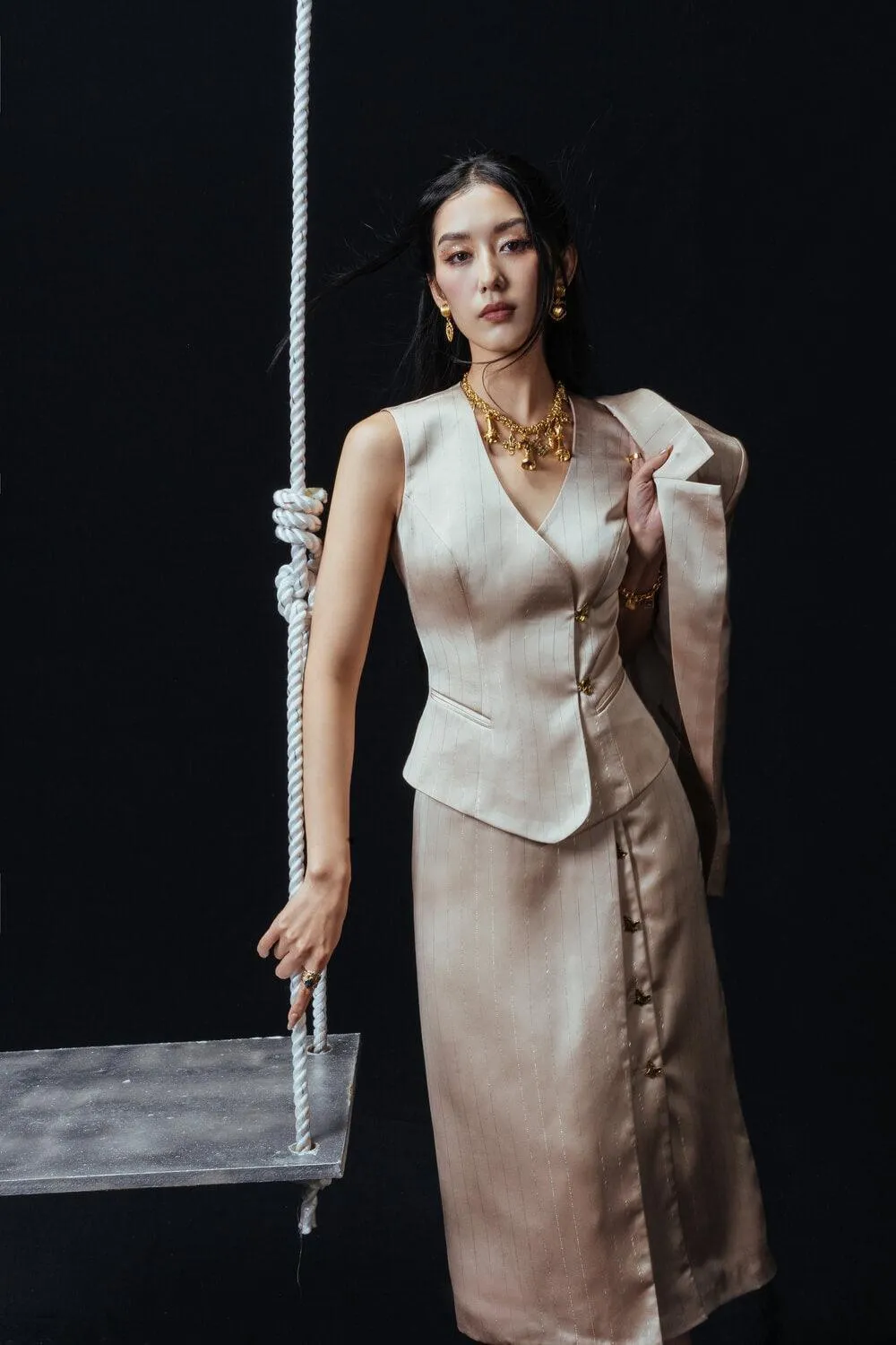 Hamill Structured Notch Lapel Satin Blazer
