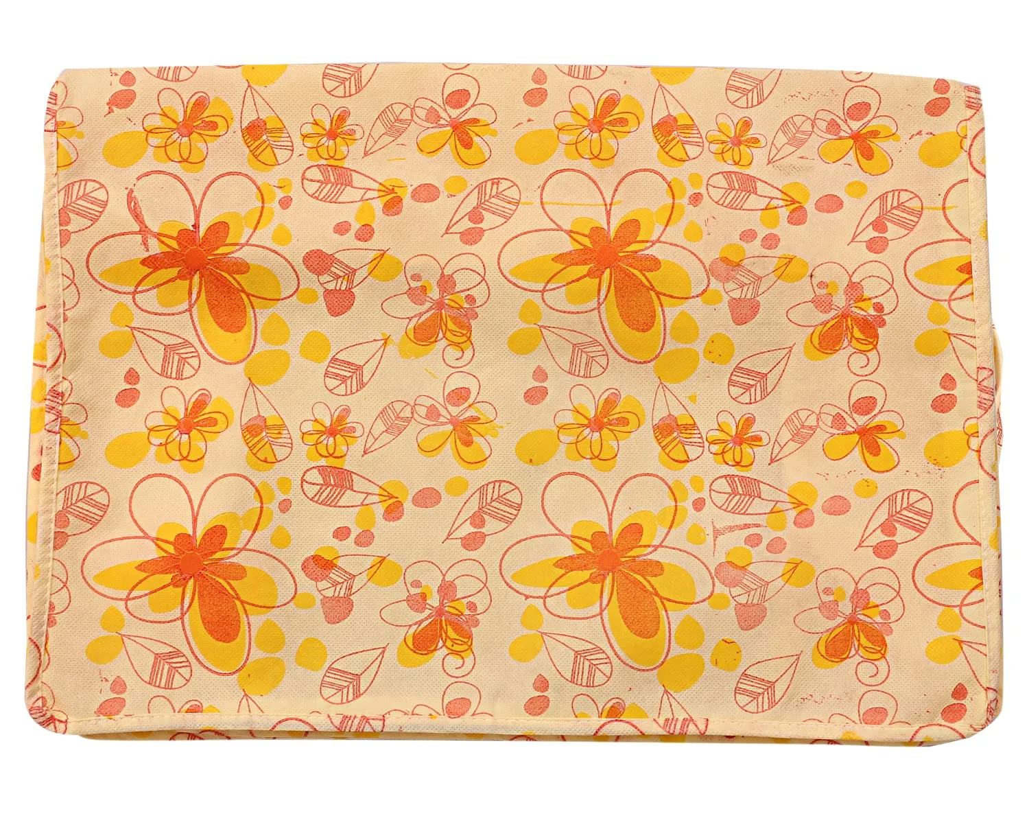 Heart Home Flower Design Non-woven Foldable Saree Cover/Clothes Storage Bag/Wardrobe Organizer With Transparent Window- Pack of 3 (Yellow)-44HH0393
