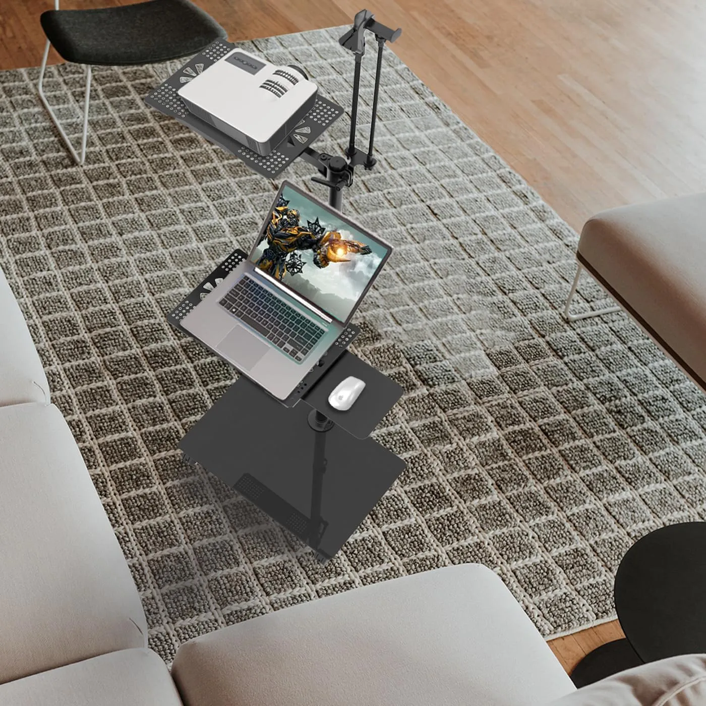 Height Adjustable Swivel Tilt Laptop Desk: Portable, Rolling, and Versatile | Perfect for Home, Office, and Workshops
