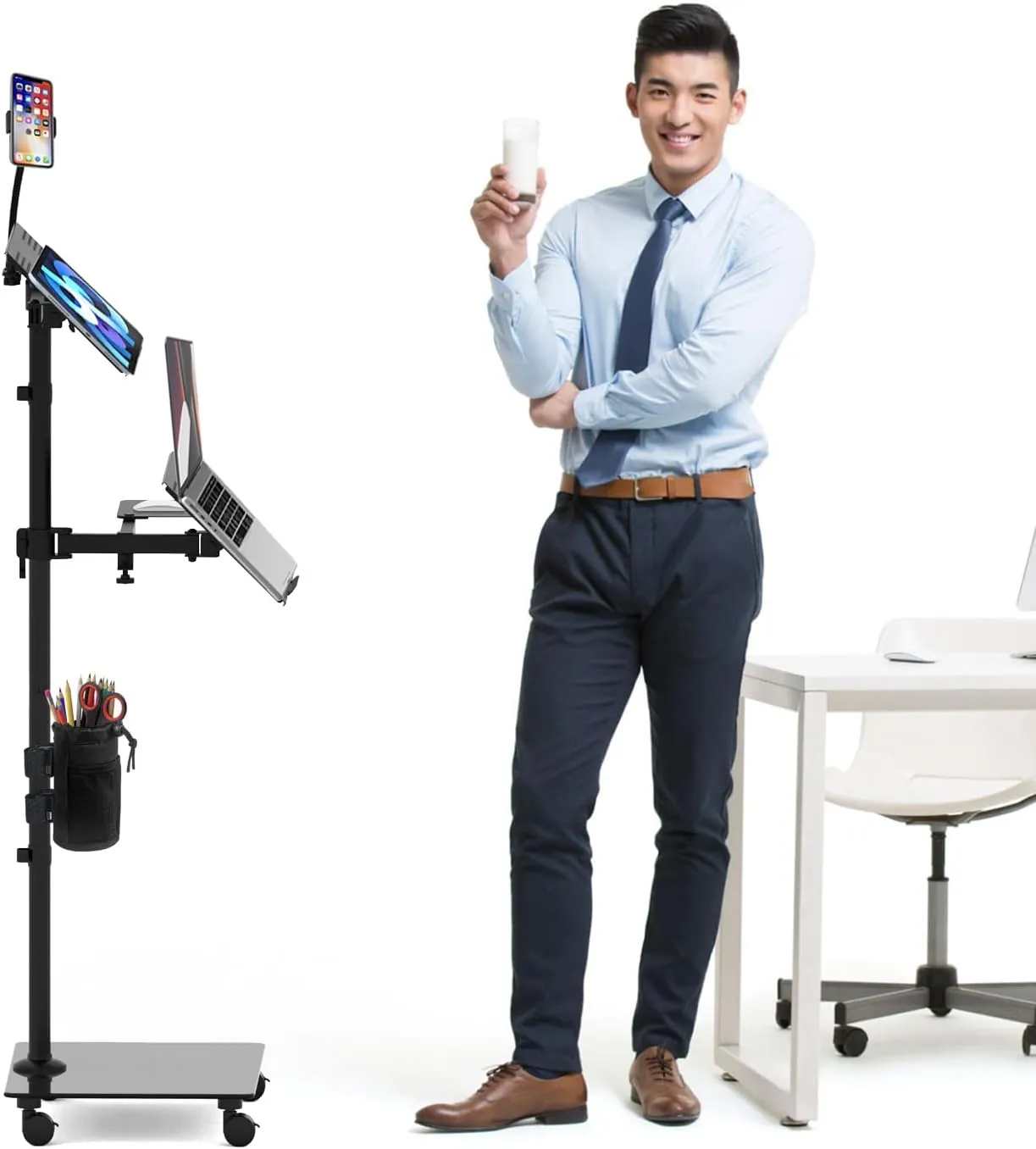 Height Adjustable Swivel Tilt Laptop Desk: Portable, Rolling, and Versatile | Perfect for Home, Office, and Workshops