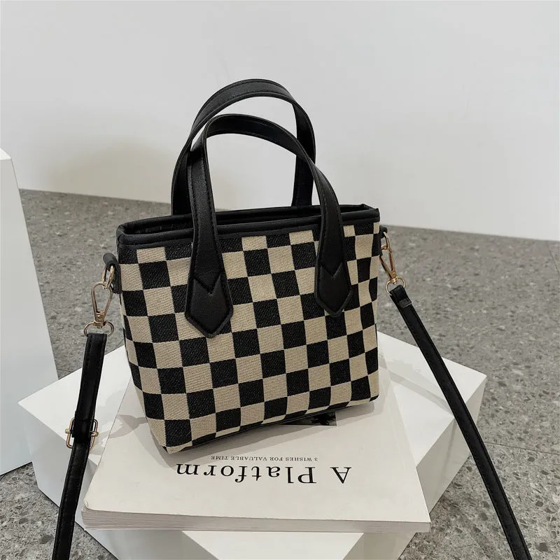 Houndstooth or Plaid Shoulder Portable Messenger Bag