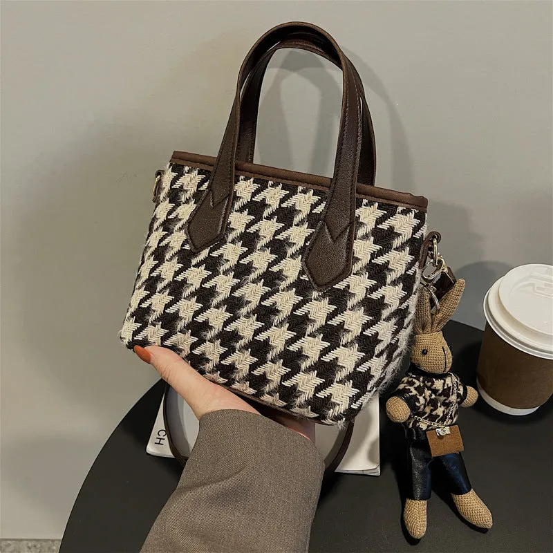 Houndstooth or Plaid Shoulder Portable Messenger Bag