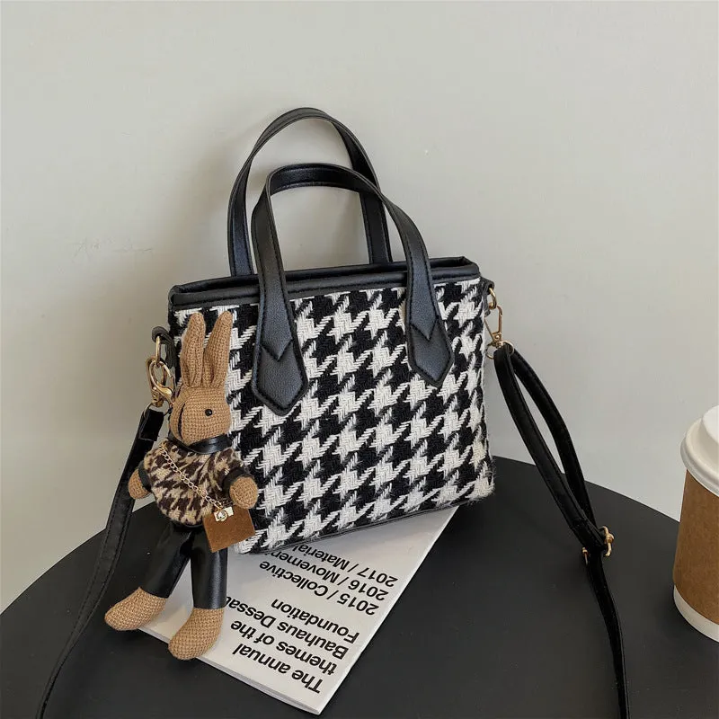 Houndstooth or Plaid Shoulder Portable Messenger Bag