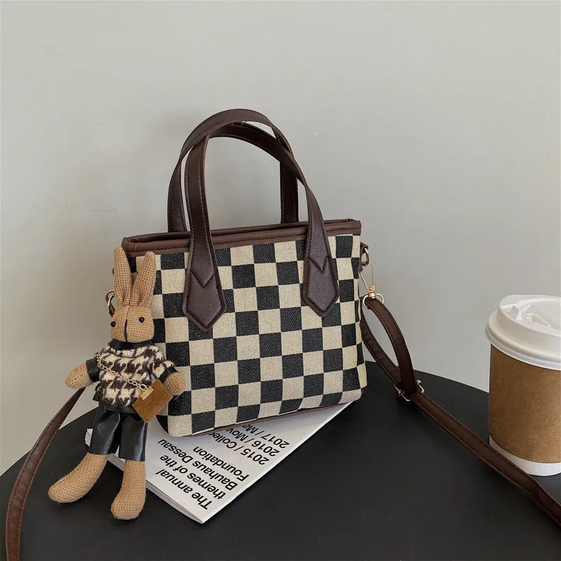 Houndstooth or Plaid Shoulder Portable Messenger Bag