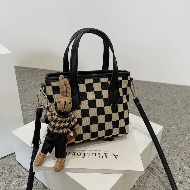 Houndstooth or Plaid Shoulder Portable Messenger Bag