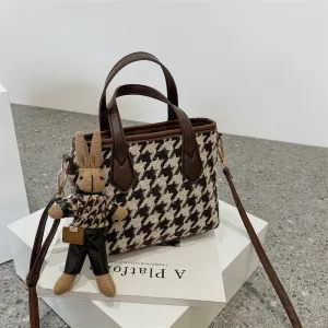 Houndstooth or Plaid Shoulder Portable Messenger Bag