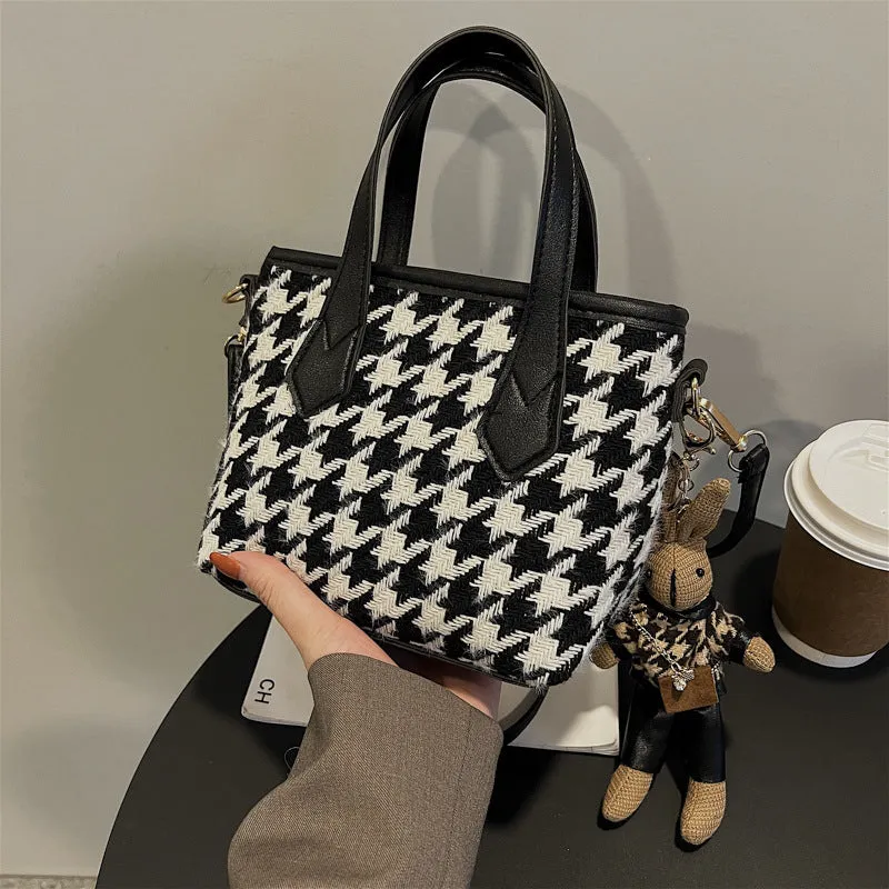 Houndstooth or Plaid Shoulder Portable Messenger Bag