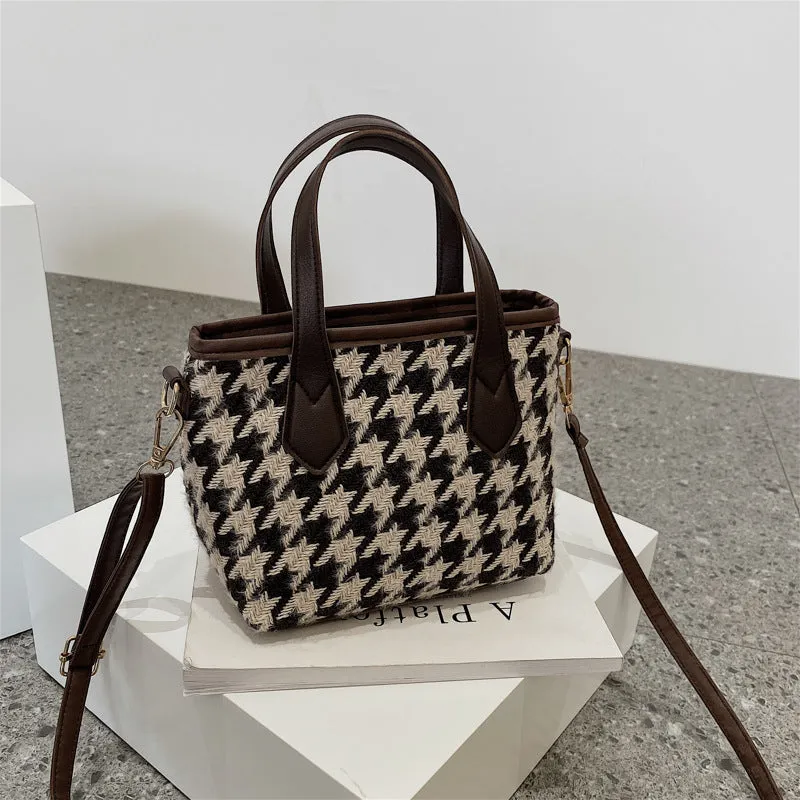 Houndstooth or Plaid Shoulder Portable Messenger Bag