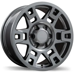 Krypton Replica R213 17X8 6X139.7 5mm Offset Gloss Gunmetal Wheels with Flat Flange Washer Lug Seat for Toyota