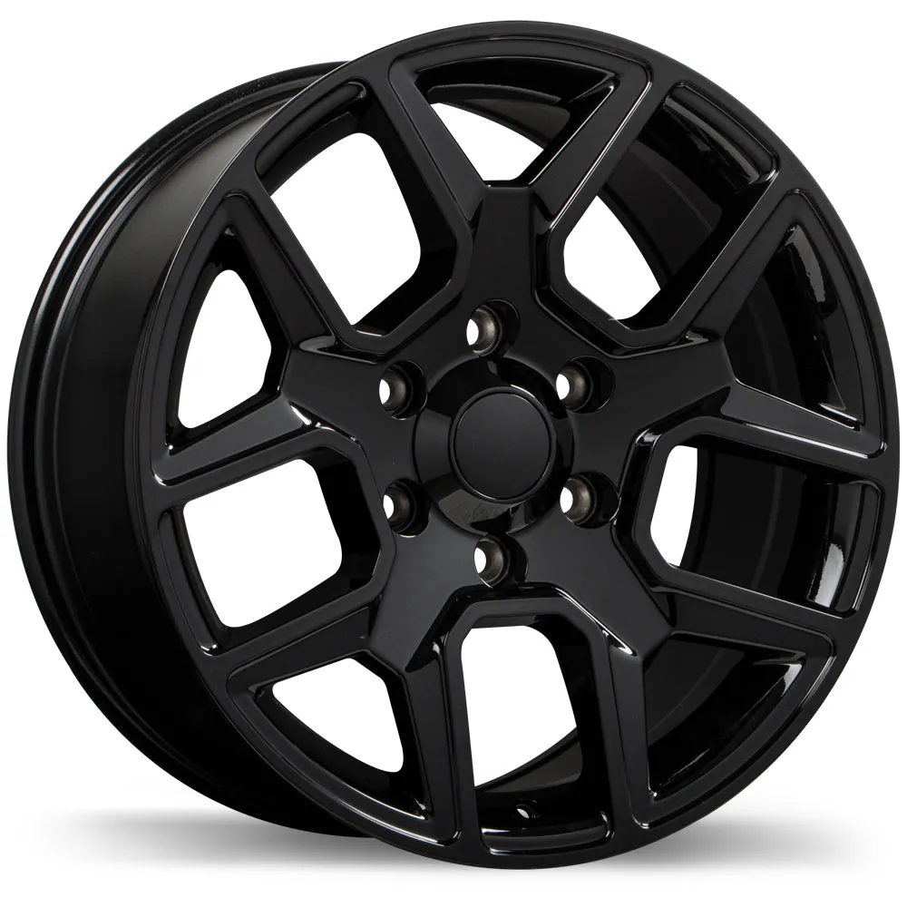 Krypton Replica R220 22X9.5 6X139.7 18mm Offset Gloss Black Wheels with 60° Conical Seat Lug Seat for RAM