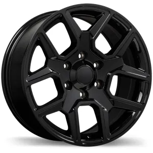 Krypton Replica R220 22X9.5 6X139.7 18mm Offset Gloss Black Wheels with 60° Conical Seat Lug Seat for RAM