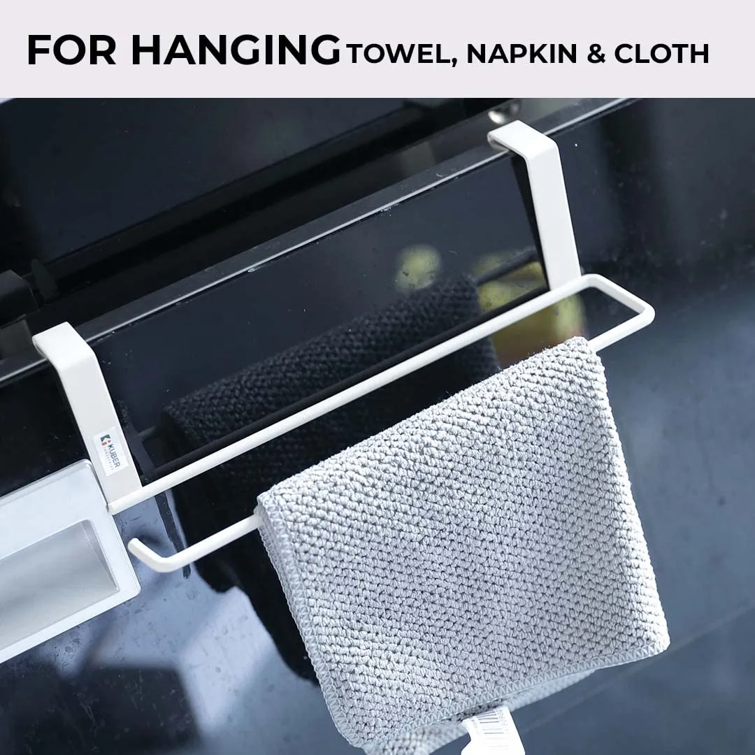 Kuber Industries Tissue Paper Holder|Wall Mounted Napkin Holder for Bathroom|Multipurpose Cloth & Tissue Paper Holder|Iron Spray Build|Easy Installation|Bathroom & Kitchen Organizer|ZT-3120(W)|White