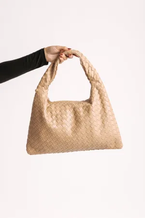 Leah Natural Woven Vegan Leather Shoulder Bag - FINAL SALE
