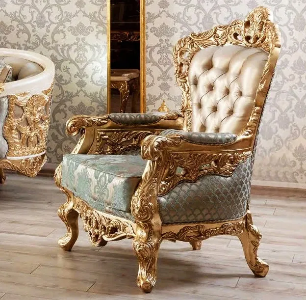 Luxury Antique Design Solid Teak Wood Carving Sofa Set