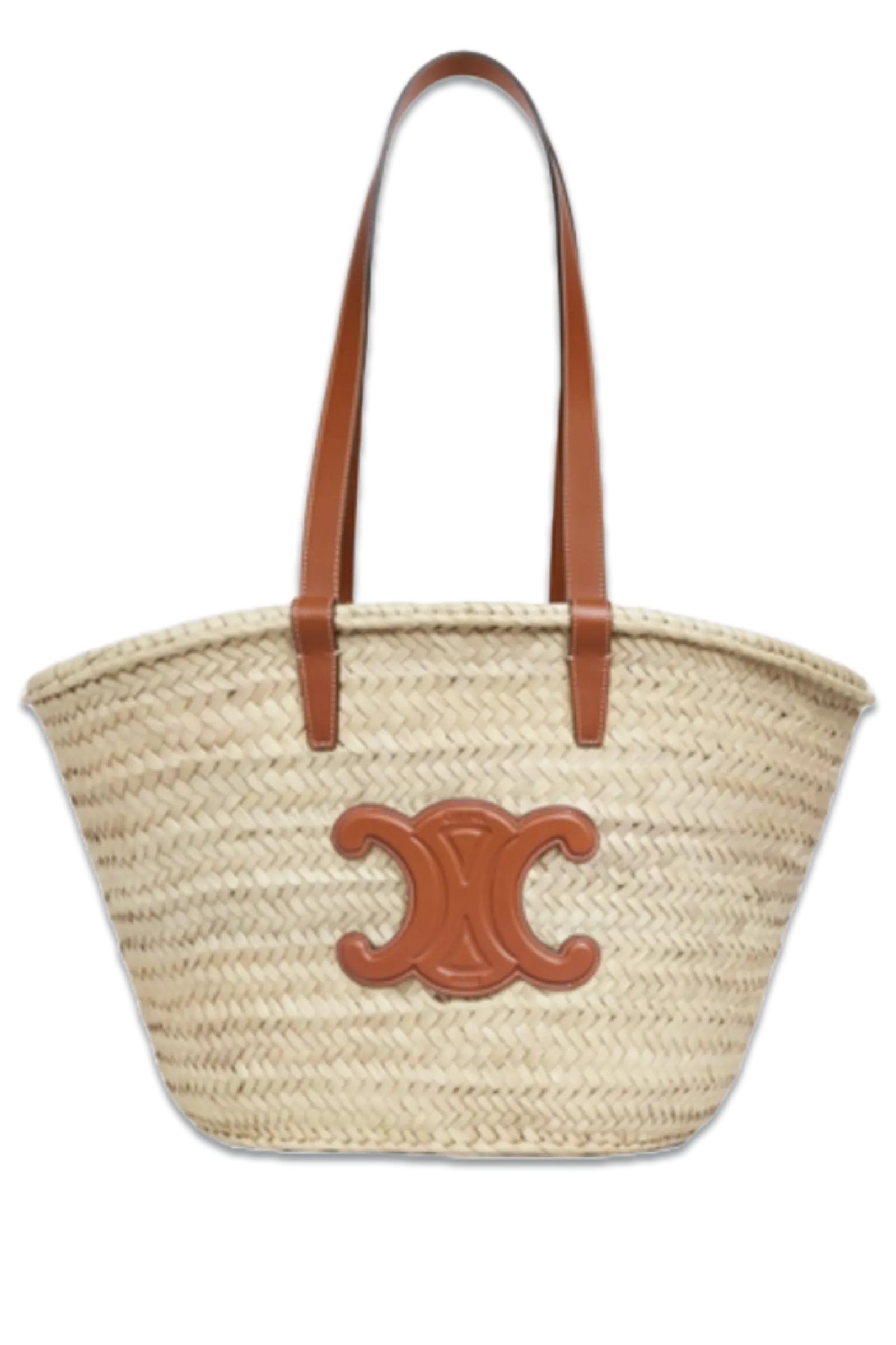 Medium Celine Classic Panier In Palm Leaves And Calfskin
