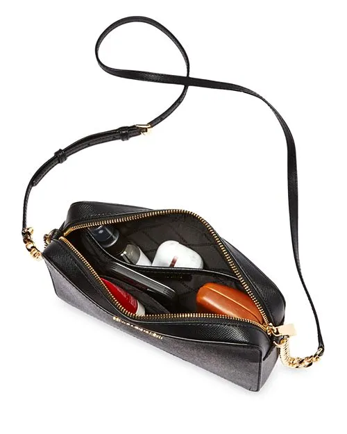 Michael Kors Jet Set Saffiano Leather Large Crossbody Bag in Black