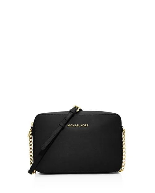 Michael Kors Jet Set Saffiano Leather Large Crossbody Bag in Black