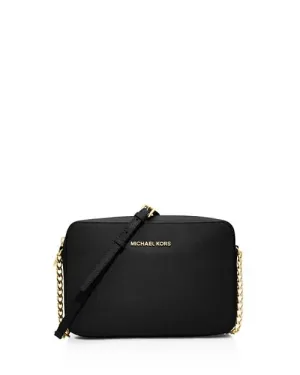 Michael Kors Jet Set Saffiano Leather Large Crossbody Bag in Black