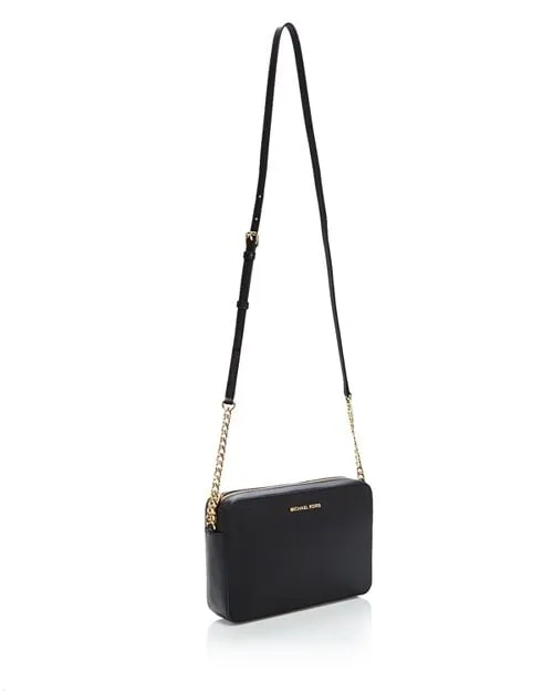 Michael Kors Jet Set Saffiano Leather Large Crossbody Bag in Black