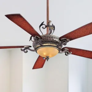 Napoli LED 56" Sterling Walnut Ceiling Fan with Wall Control