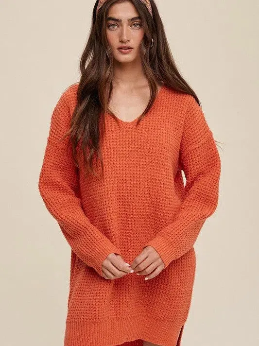 Normalcy is for the Weak Slouchy V-neck Ribbed Knit Sweater