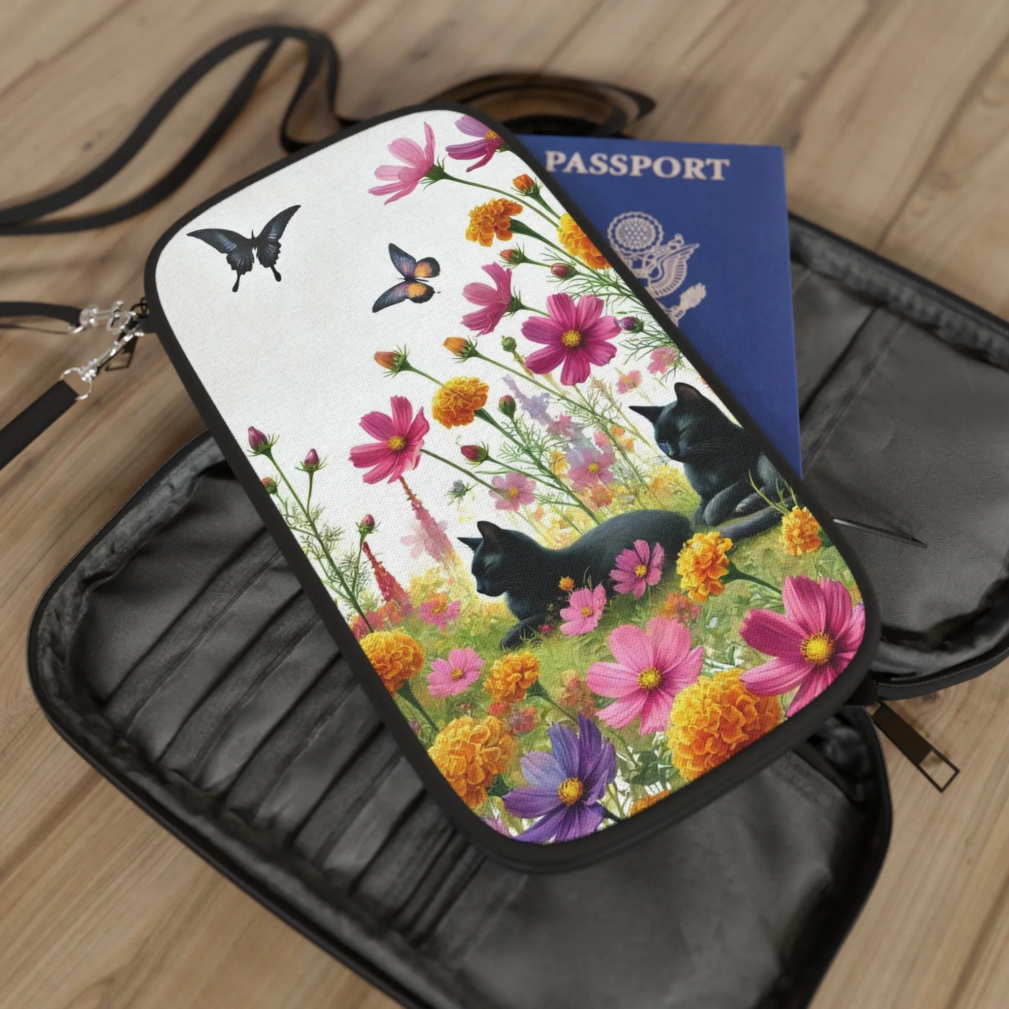 October Birth Mont Flowers - Cat Lover Passport Wallet - Travel Gift