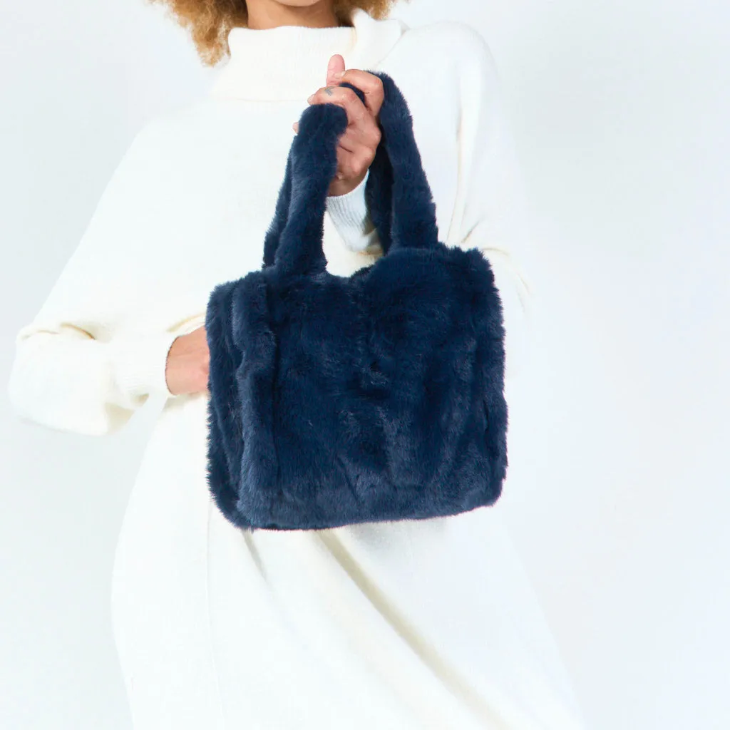 Plush faux tote bag wholesale