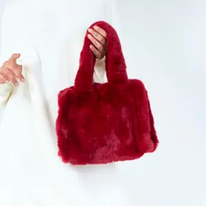 Plush faux tote bag wholesale