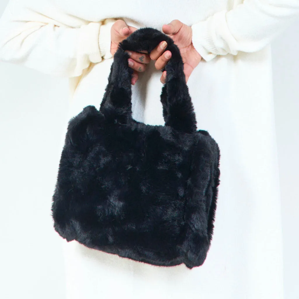 Plush faux tote bag wholesale