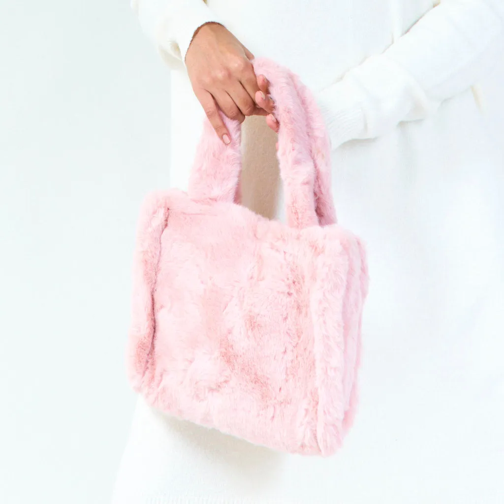 Plush faux tote bag wholesale