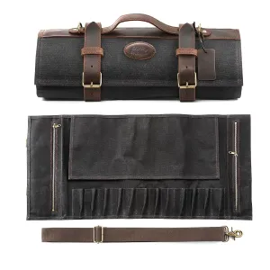 Pro Knife Bag (12 knives) Leather and Black Canvas