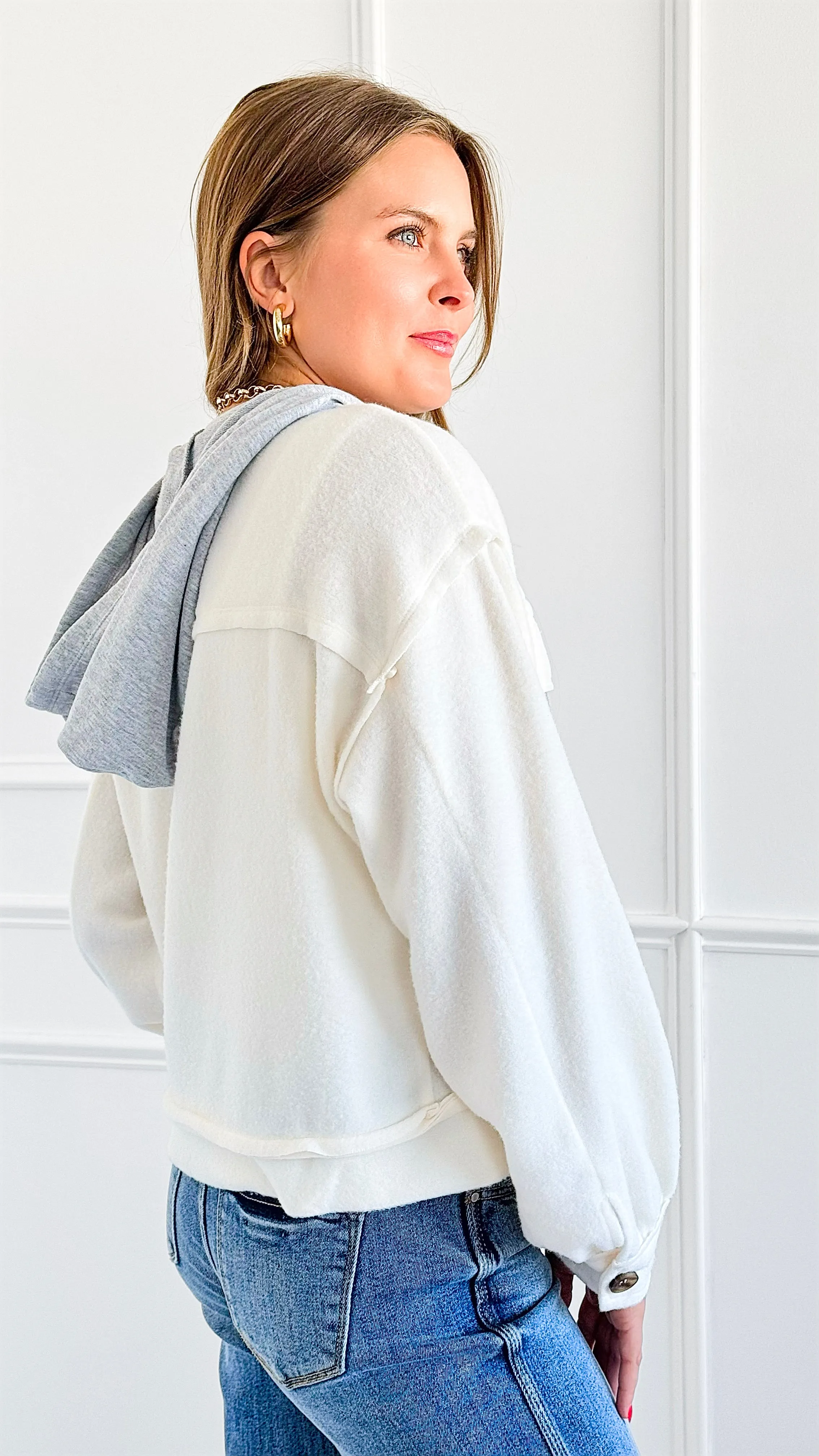Relaxed Utility Knit Jacket - Cream
