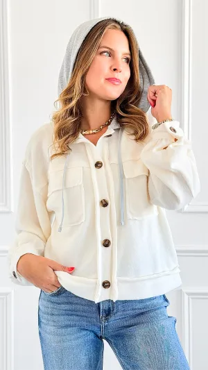 Relaxed Utility Knit Jacket - Cream